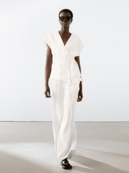 MDFPPT01 Massimo Dutti Flowing Pleated Palazzo Trousers