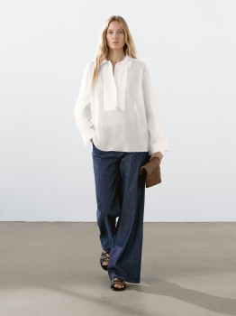 MDLCSWP01 Massimo Dutti Pintuck Lightweight Cotton Shirt