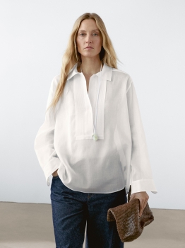 MDLCSWP01 Massimo Dutti Pintuck Lightweight Cotton Shirt