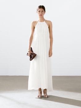MDLPDWGD01 Massimo Dutti Halter Volume Dress