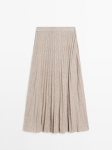MDMLBMS01 Massimo Dutti Melange Linen Midi Skirt