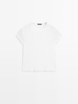 MDPOCT01 MASSIMO DUTTI POINTELLE OPENWORK COTTON T-SHIRT
