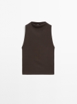 MDRKFNT01 MASSIMO DUTTI RIBBED KNIT FUNNEL NECK TOP