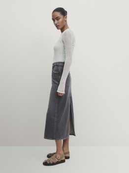 MDSDS01 MASSIMO DUTTI DENIM MIDI SKIRT
