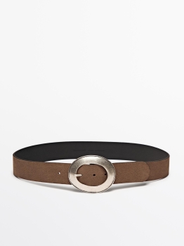 MDSLBWOB01 Massimo Dutti Oval Buckle Leather Belt