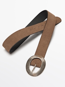 MDSLBWOB01 Massimo Dutti Oval Buckle Leather Belt