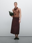MDSLFSWS01 Massimo Dutti Suede Leather Flounce Skirt