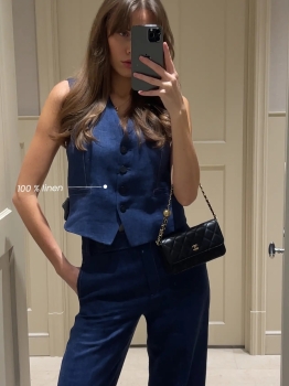 MDSLSWWT01 Massimo Dutti Linen Suit Waistcoat