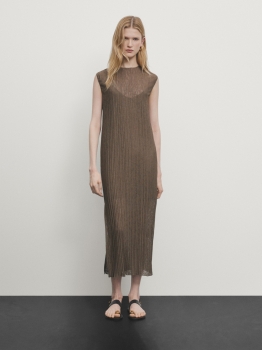 MDSPMD01 Massimo Dutti Pleated Midi Dress