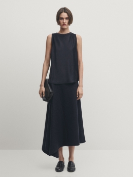 MDSTWRD02 Massimo Dutti Ribbed Detail Top