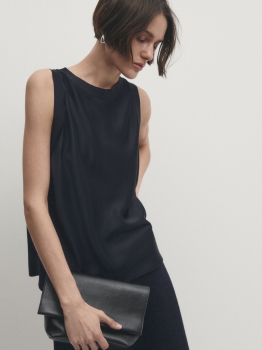 MDSTWRD02 Massimo Dutti Ribbed Detail Top