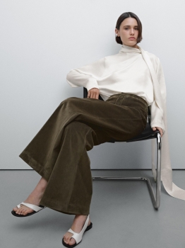 MDVFT-S01 Massimo Dutti Velvet Flared Trousers - Studio