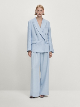 MDWLCT01 Massimo Dutti Wide Leg Linen Trousers - Studio