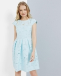 TB182 TED BAKER LONDON LAURETO PALE GREEN LACE PLEATED DRESS
