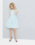 TB182 TED BAKER LONDON LAURETO PALE GREEN LACE PLEATED DRESS