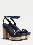THSLCHS01 TOMMY HILFIGER SEQUIN LOGO CHUNKY HEELED SANDALS
