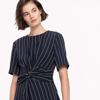 TPKFD01 Tommy Hilfiger Pinstripe Knot Front Dress