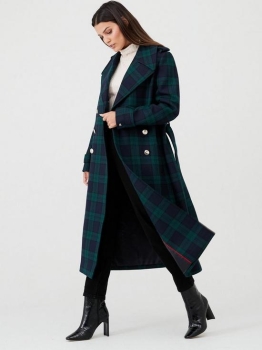 TWCMC01 TOMMY HILFIGER WOOL CHECK MILITARY COAT