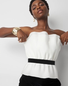 WPB01 WHBM Pleated Ruffles Bustier