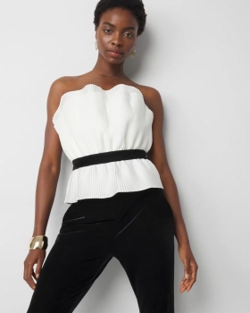 WPB01 WHBM Pleated Ruffles Bustier